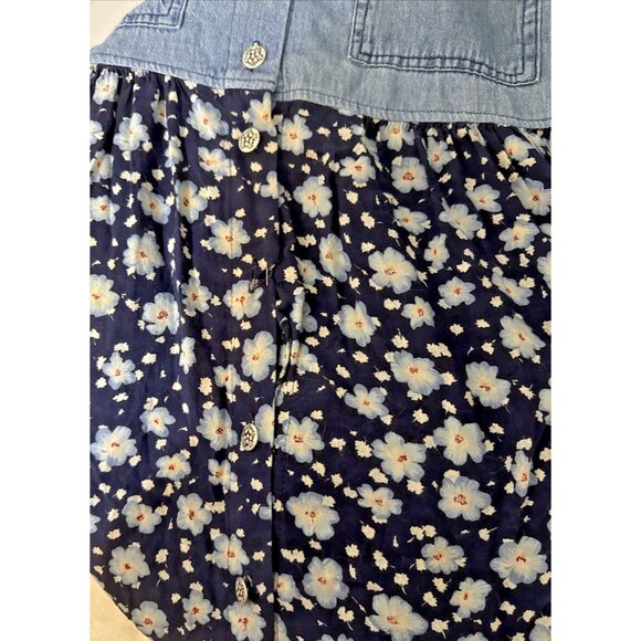 Vintage FR Sport Denim and Floral Midi Dress Size Medium (missing button) - Picture 7 of 7